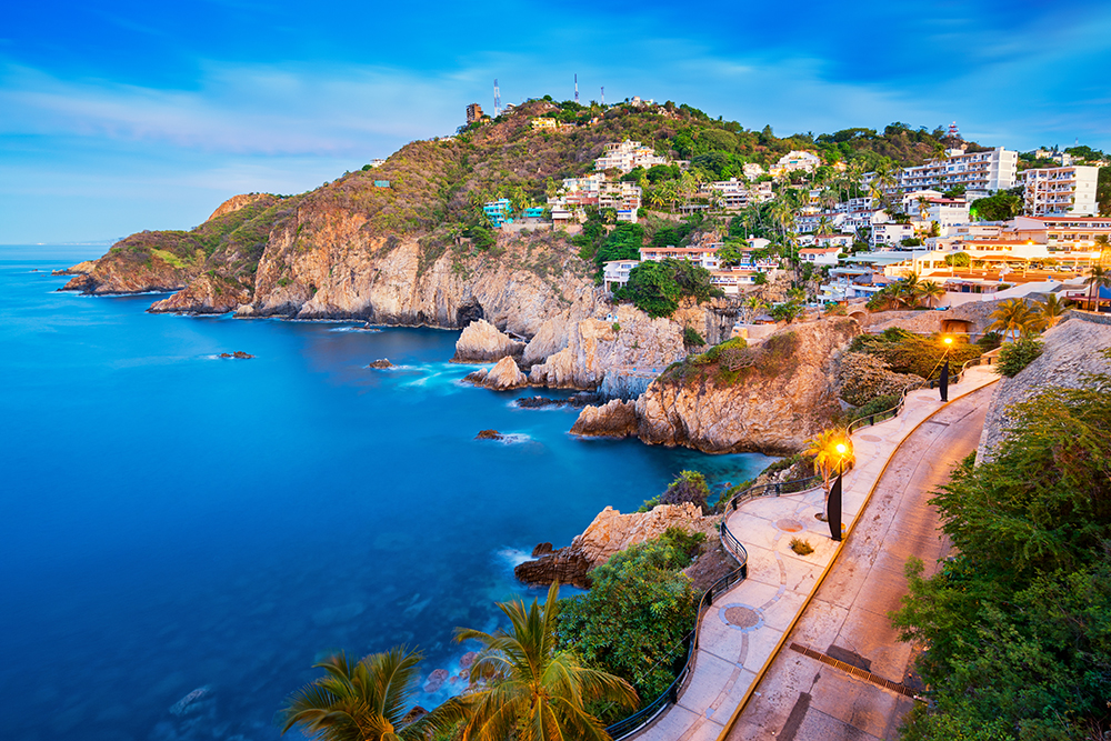 Rocky Coastline with Promenade in Acapulco Mexico